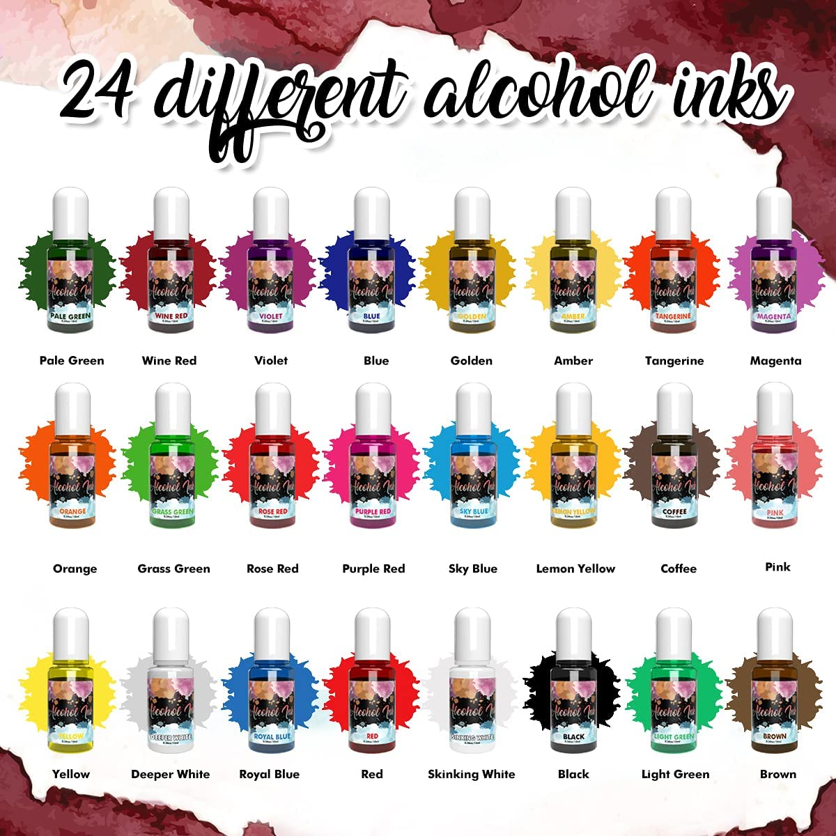 Alcohol Ink Set - 24 Vibrant Colors Pigment for Epoxy Resin Concentrat –  IntoResin