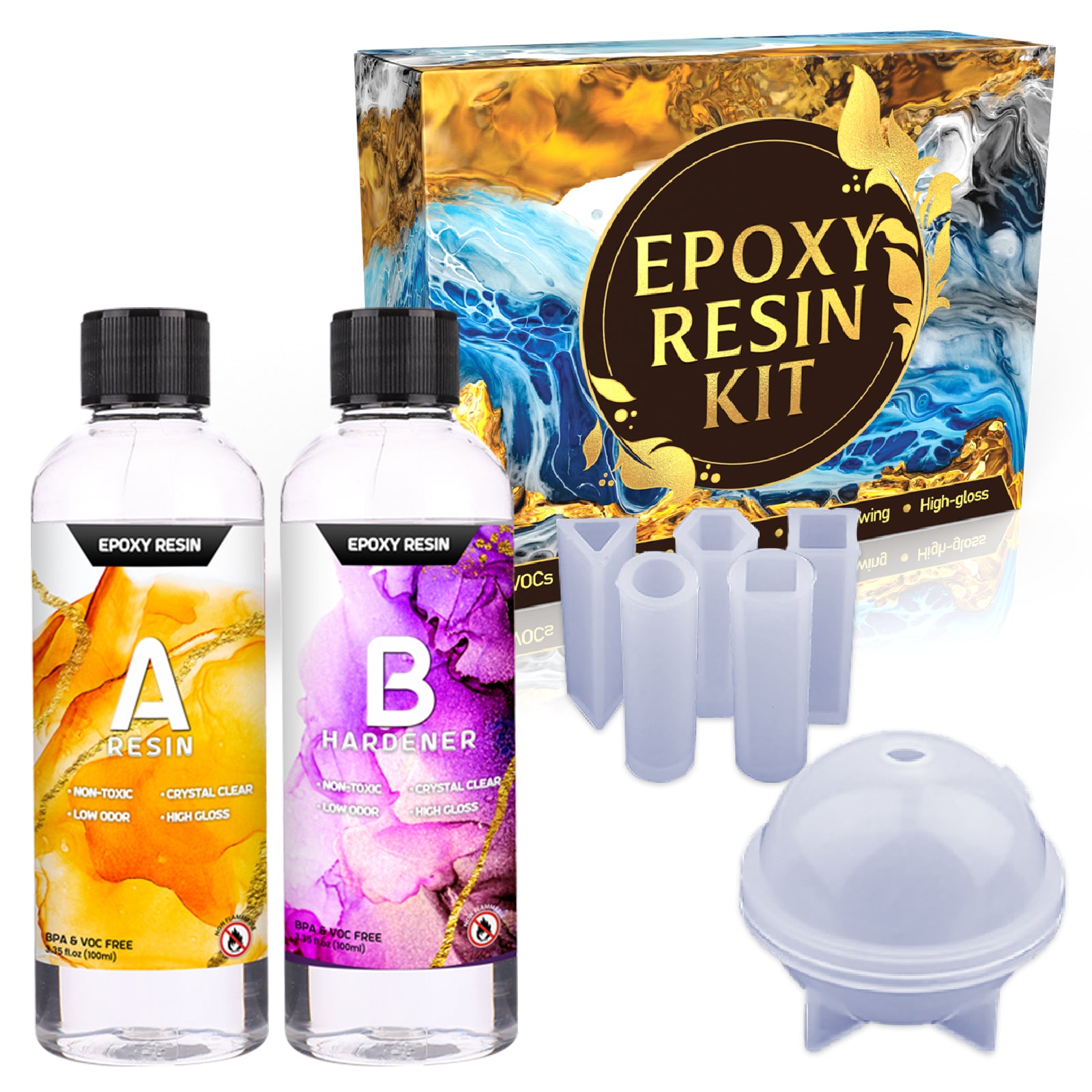 Epoxy Resin Kit for Beginners Silicone Resin Mold Set with DIY