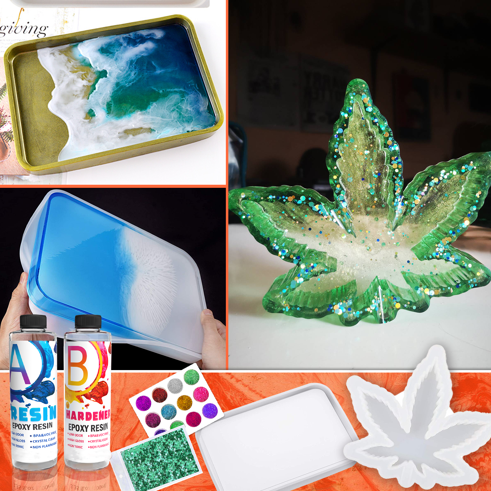 Smoker Set Mold Weed Rolling Tray Silicone Mold Pot Leaf Ashtray